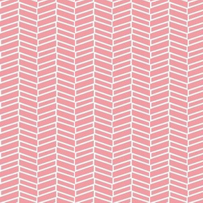 Modern Herringbone / Light Coral