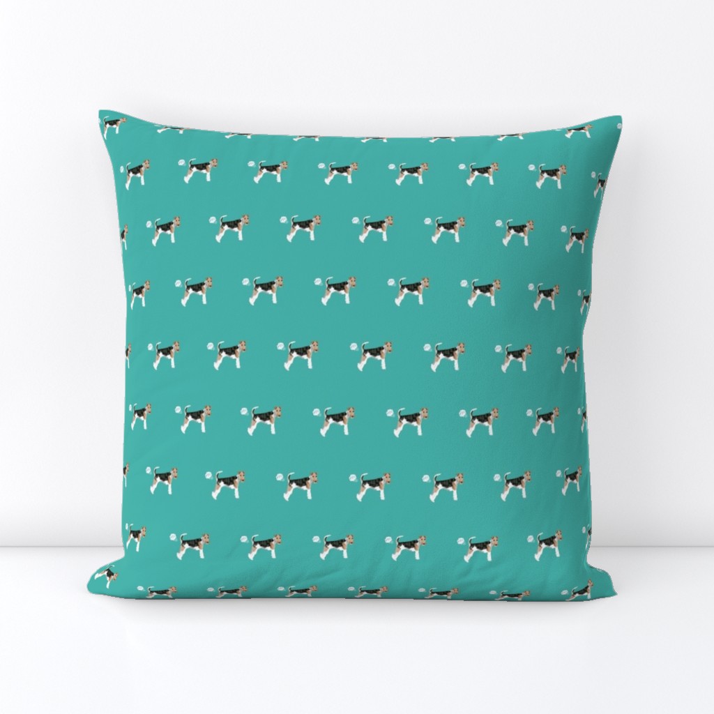 wire fox terrier dog fart dog breed fabric teal