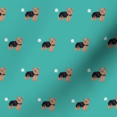 yorkie dog fart yorkshire terrier dog breed fabric teal