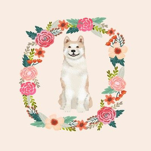 8 inch akita tricolored wreath florals dog fabric