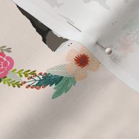 8 inch alaskan malamute tricolored wreath florals dog fabric