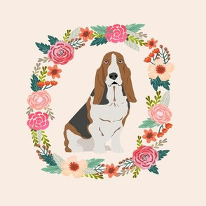8 inch basset hound wreath florals dog fabric