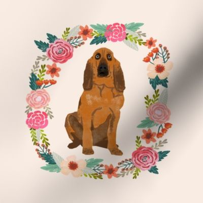 8 inch bloodhound wreath florals dog fabric