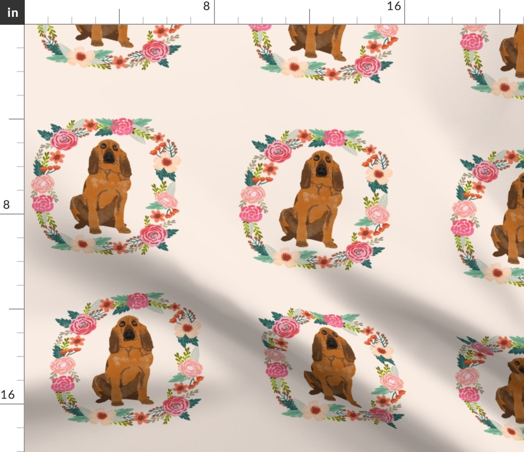 8 inch bloodhound wreath florals dog fabric