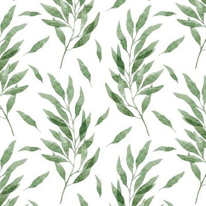 Green Watercolor Eucalyptus Pattern