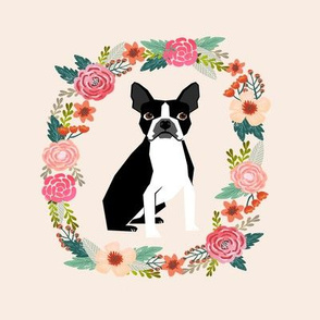 8 inch boston terrier wreath florals dog fabric