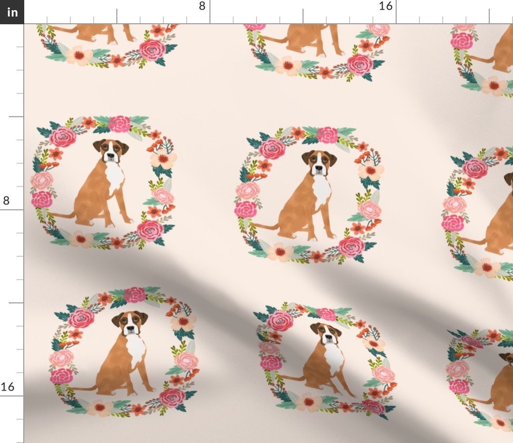 8 inch boxer wreath florals dog fabric