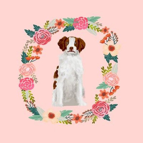 8 inch brittany spaniel wreath florals dog fabric