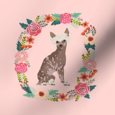 8 inch chinese crested wreath florals dog fabric