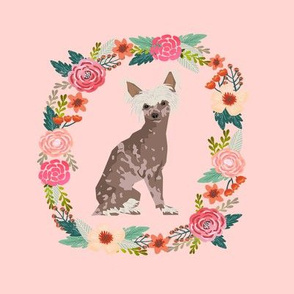 8 inch chinese crested wreath florals dog fabric