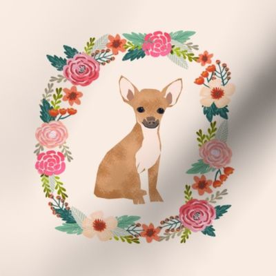 8 inch chihuahua wreath florals dog fabric