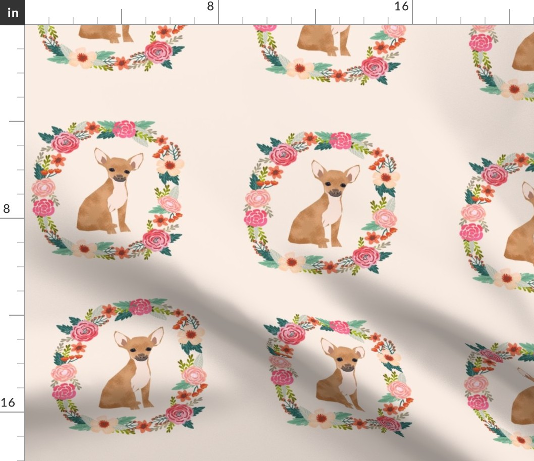 8 inch chihuahua wreath florals dog fabric