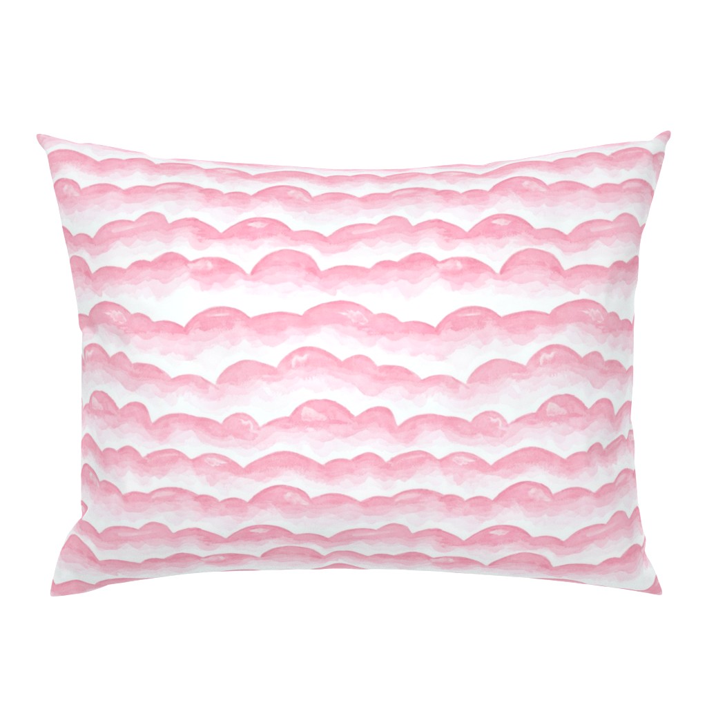 Watercolor Cloud Layers in Pink  // monochromatic watercolor cloud stripes ombre gradient layers baby pink fabric