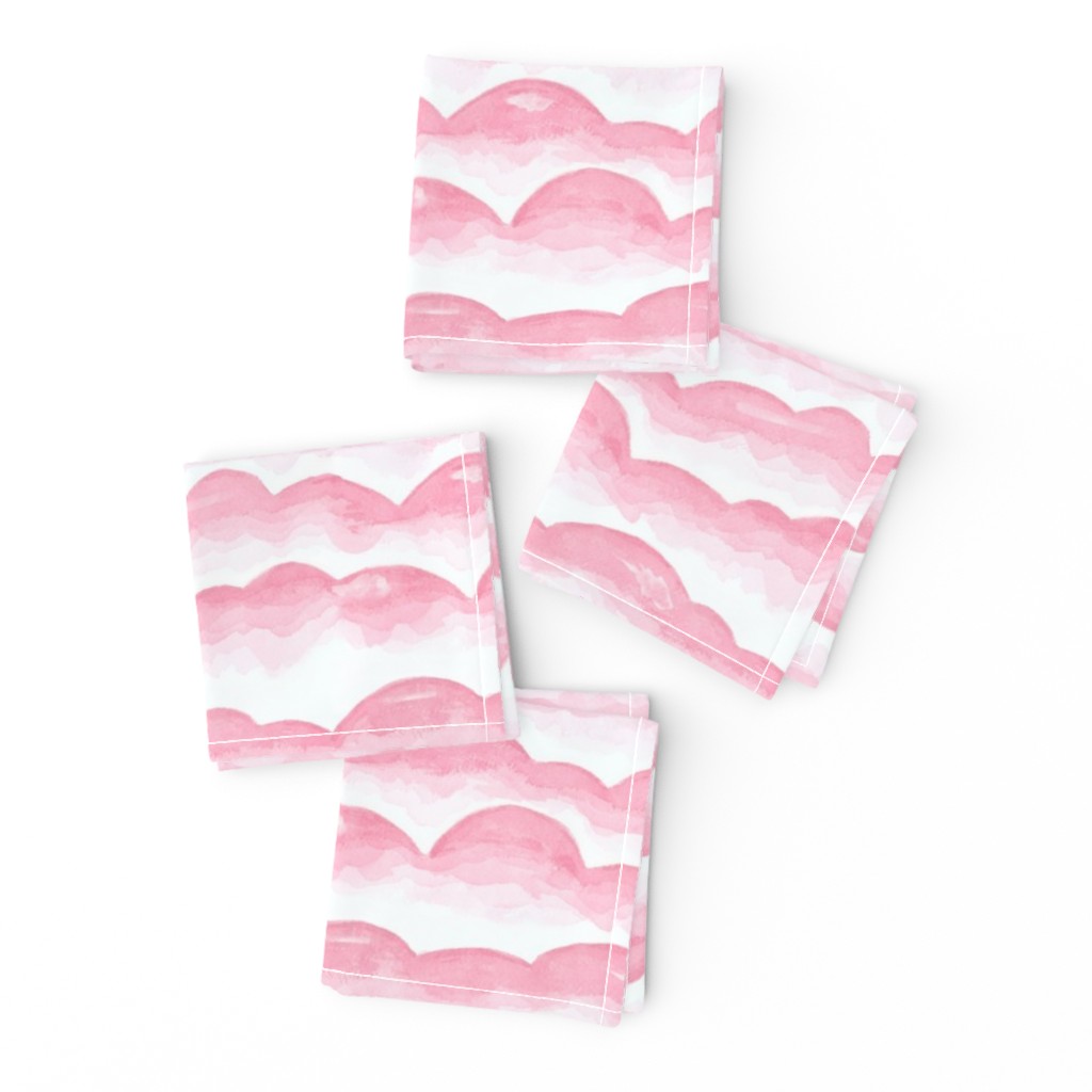 Watercolor Cloud Layers in Pink  // monochromatic watercolor cloud stripes ombre gradient layers baby pink fabric