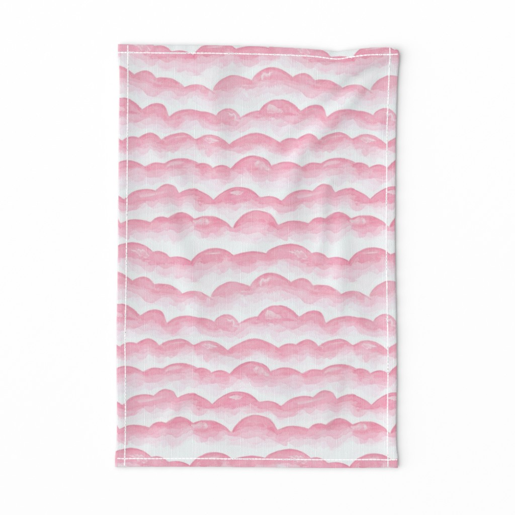 Watercolor Cloud Layers in Pink  // monochromatic watercolor cloud stripes ombre gradient layers baby pink fabric