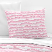 Watercolor Cloud Layers in Pink  // monochromatic watercolor cloud stripes ombre gradient layers baby pink fabric