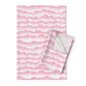 Watercolor Cloud Layers in Pink  // monochromatic watercolor cloud stripes ombre gradient layers baby pink fabric