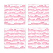 Watercolor Cloud Layers in Pink  // monochromatic watercolor cloud stripes ombre gradient layers baby pink fabric