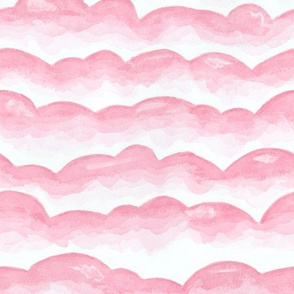 Watercolor Cloud Layers in Pink  // monochromatic watercolor cloud stripes ombre gradient layers baby pink fabric