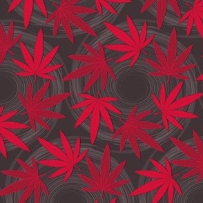 ★ SPINNING WEED ★ Red & Dark Gray - Large Scale/ Collection : Cannabis Factory 1 – Marijuana, Ganja, Pot, Hemp and other weeds prints