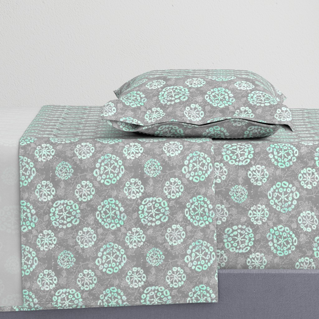 Herb-dill batik #5 (grey-mint)