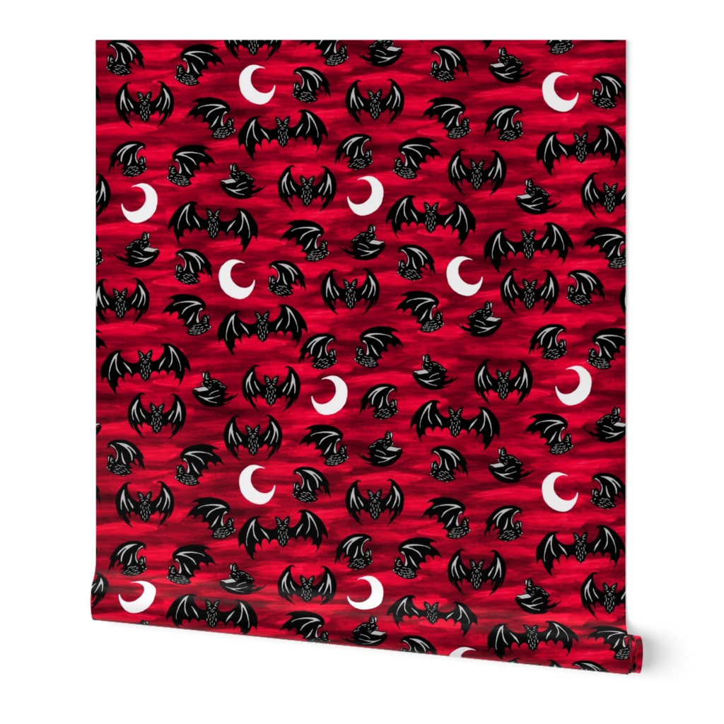 Bats in Moonlight Red