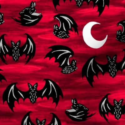 Bats in Moonlight Red