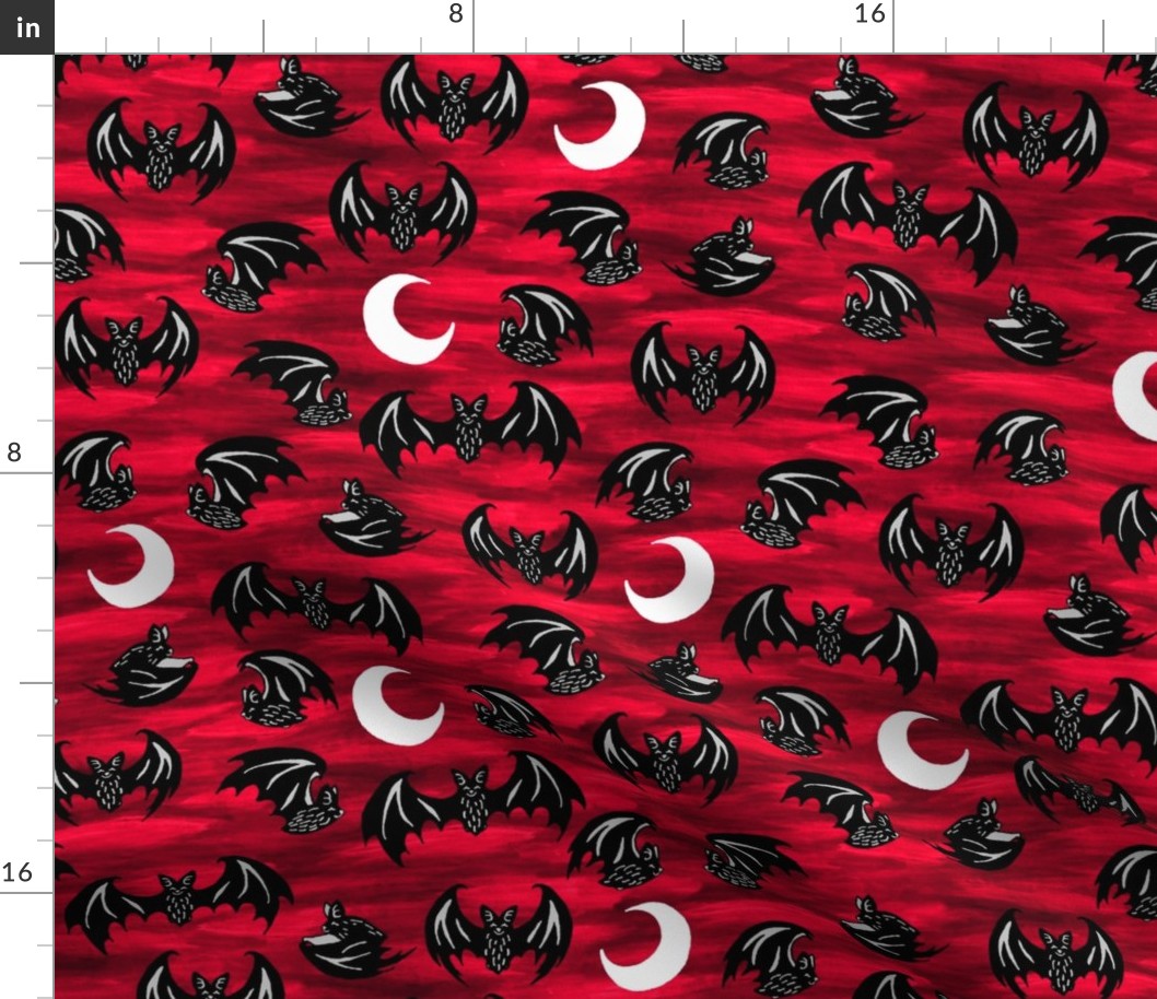 Bats in Moonlight Red