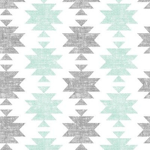 modern aztec || woven grey and mint