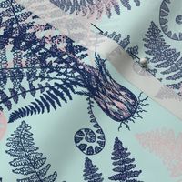 Peach-Navy Ferns (mint)