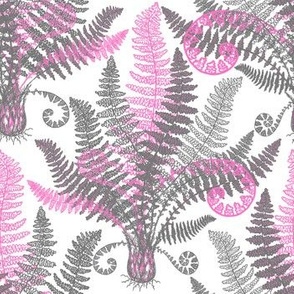 Pink-Grey Ferns (white)