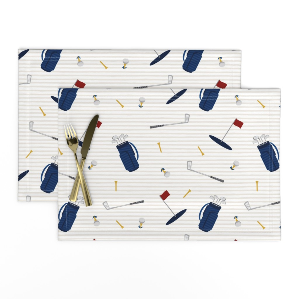 tee time - navy tan - golf themed fabric