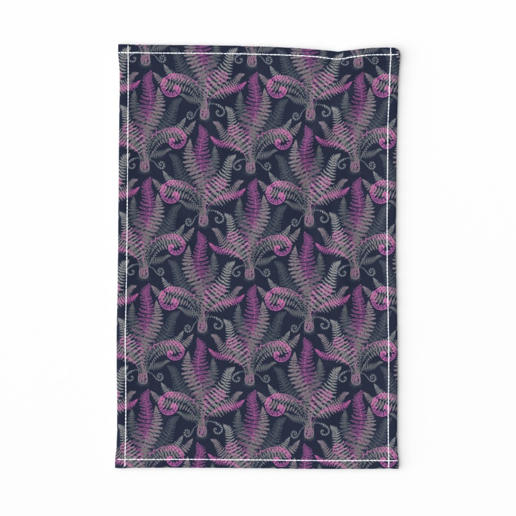 Pink-Grey Ferns (navy)