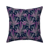 Pink-Grey Ferns (navy)