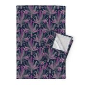 Pink-Grey Ferns (navy)