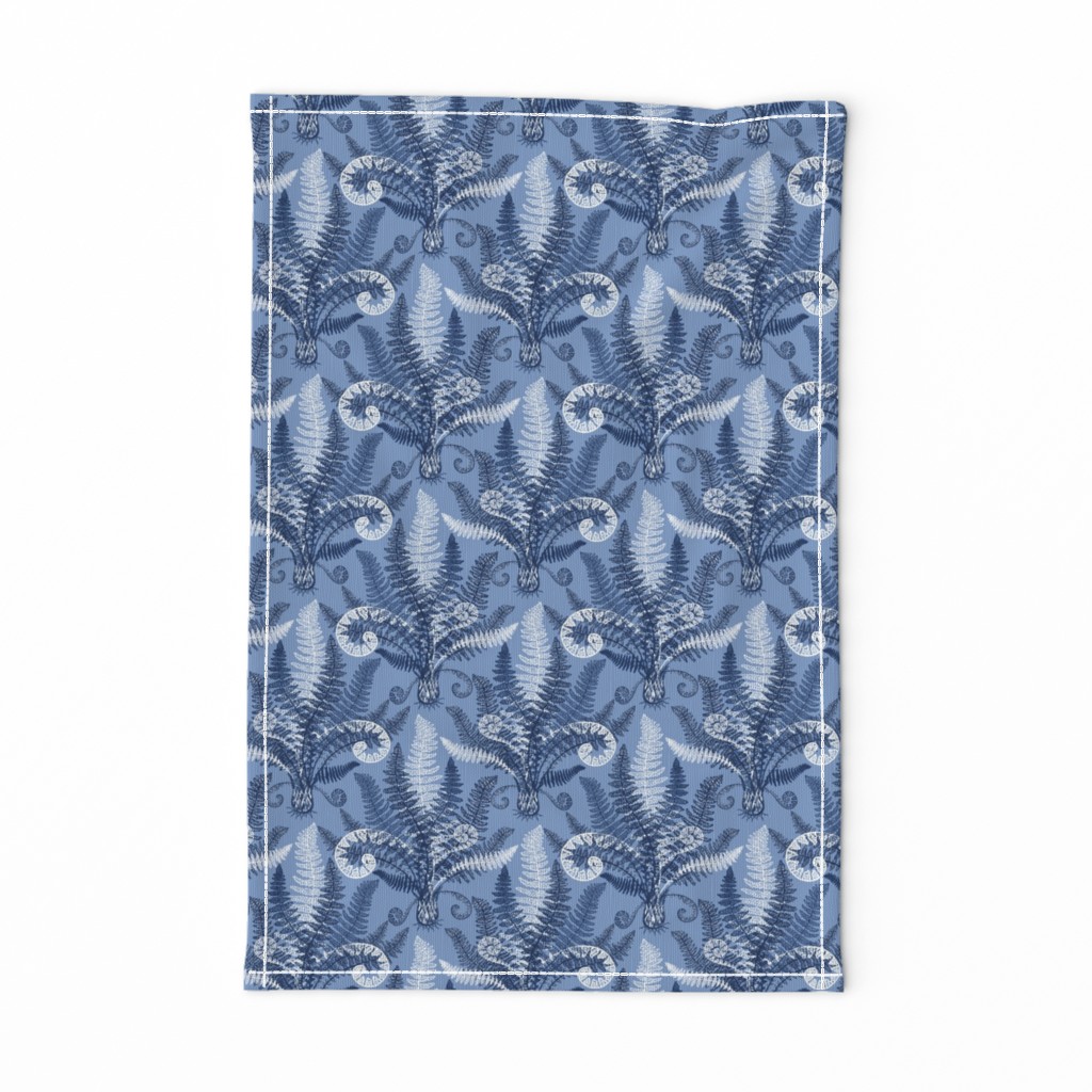White-Navy Ferns (serenity blue)