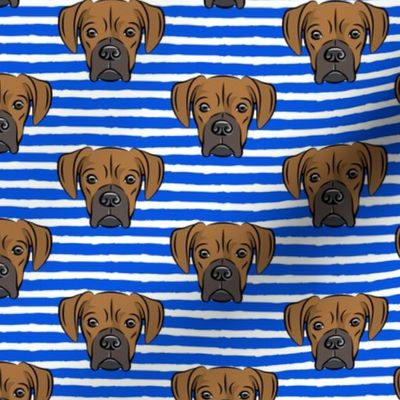 boxers on dark blue stripes - dog fabric