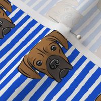 boxers on dark blue stripes - dog fabric