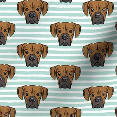 boxers on dark mint stripes - dog fabric