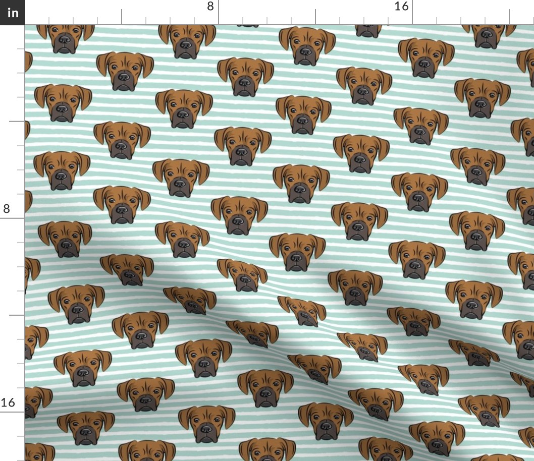 boxers on dark mint stripes - dog fabric