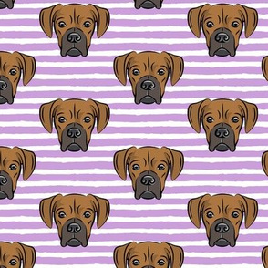 boxers on purple stripes - dog fabric