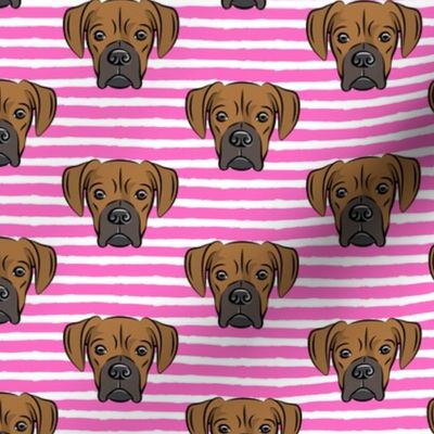 boxers on dark pink stripes - dog fabric