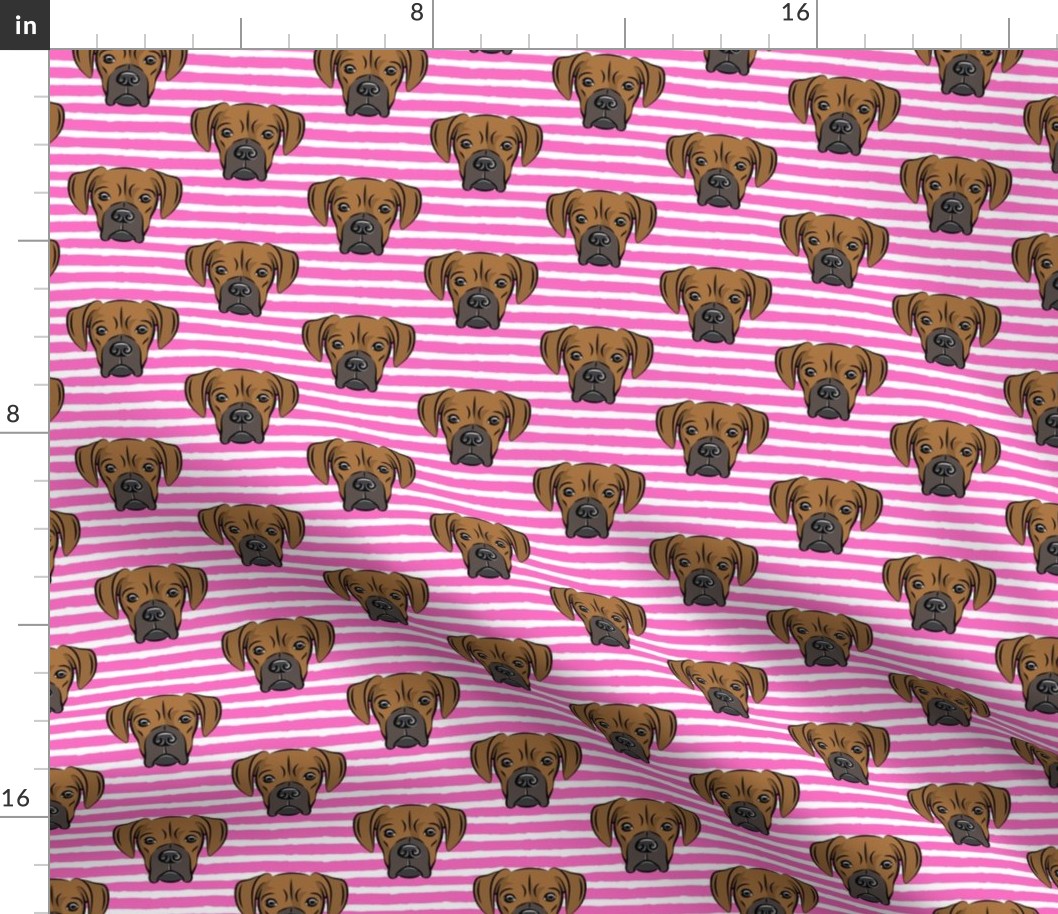 boxers on dark pink stripes - dog fabric