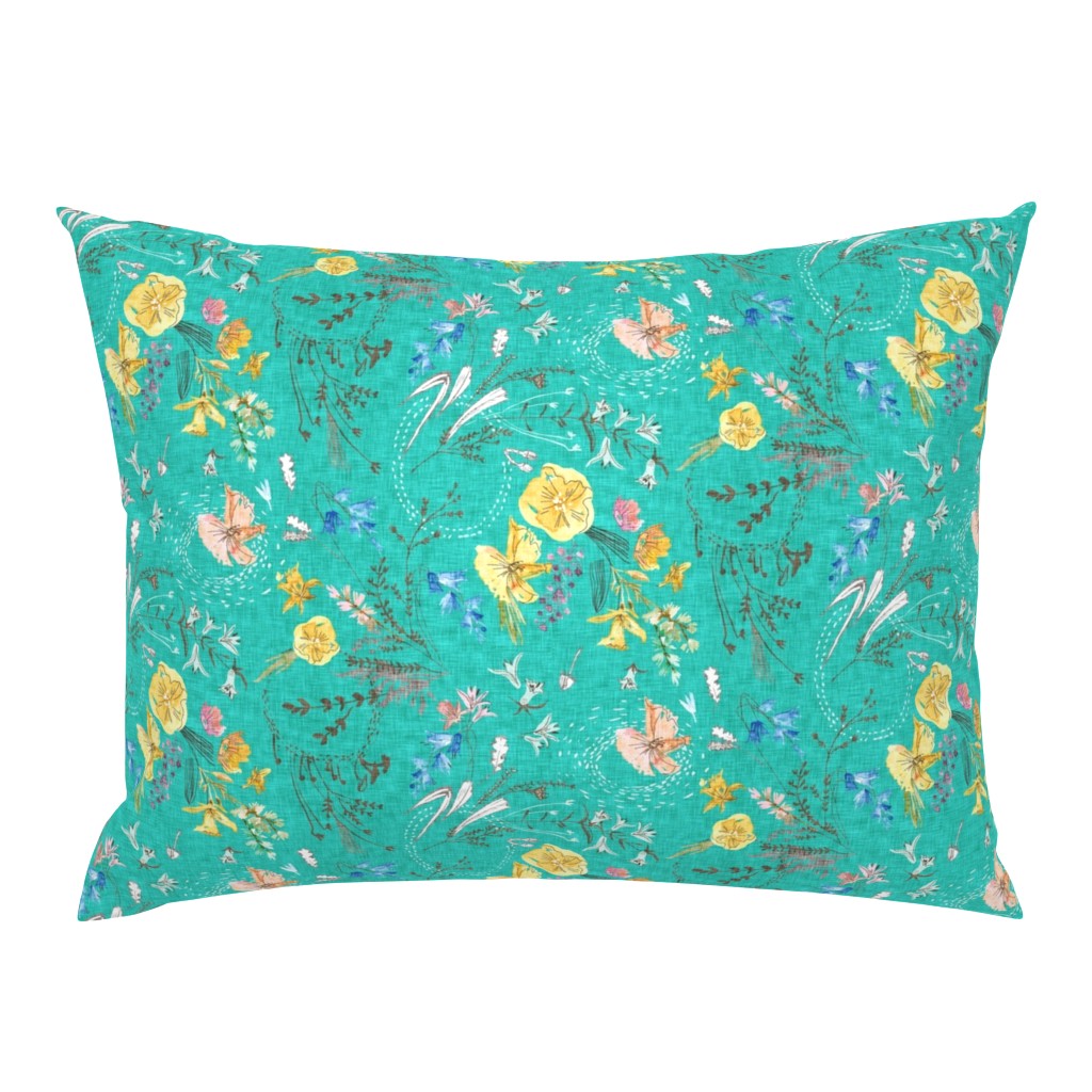 Let's Go Pick Wildflowers (teal) MED 