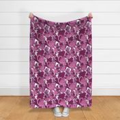 Abstract burgundy flowers. Purple background