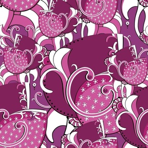 Abstract burgundy flowers. Purple background