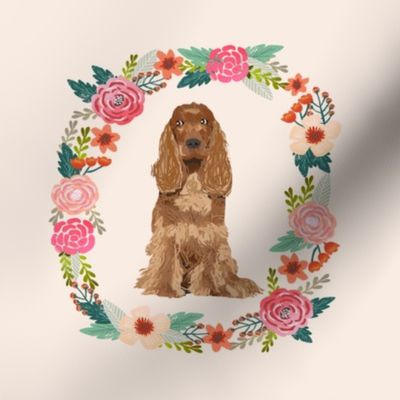 8 inch cocker spaniel wreath florals dog fabric