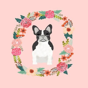 8 inch frenchie french bulldog  wreath florals dog fabric