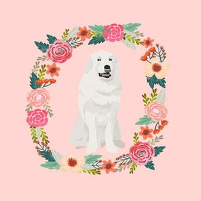 8 inch great pyrenees wreath florals dog fabric