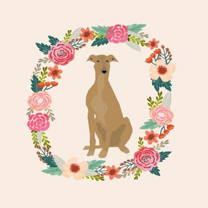 8 inch greyhound wreath florals dog fabric
